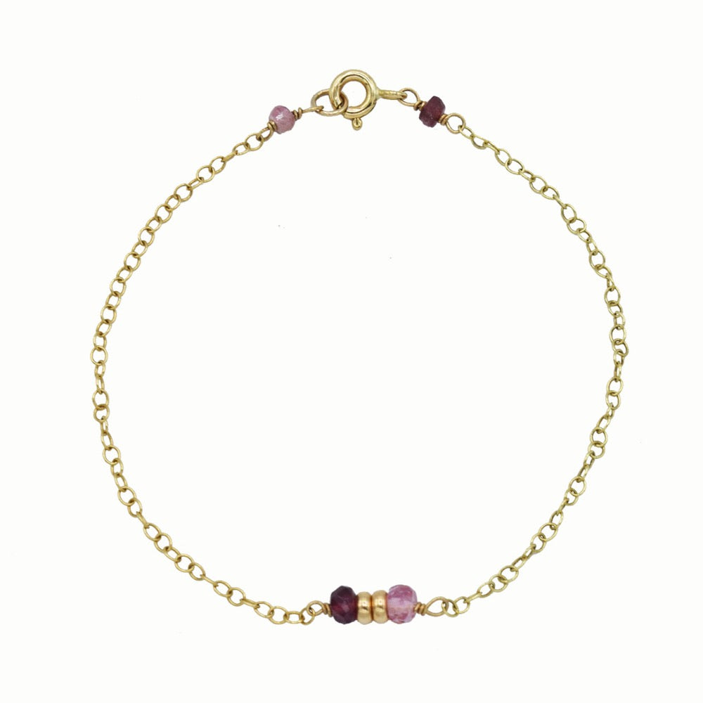 Gold bracelet with pink tourmaline