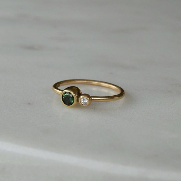 Tourmaline and diamond ring