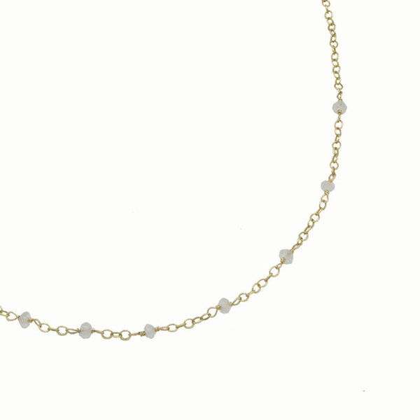 Gold necklace with moonstone beads