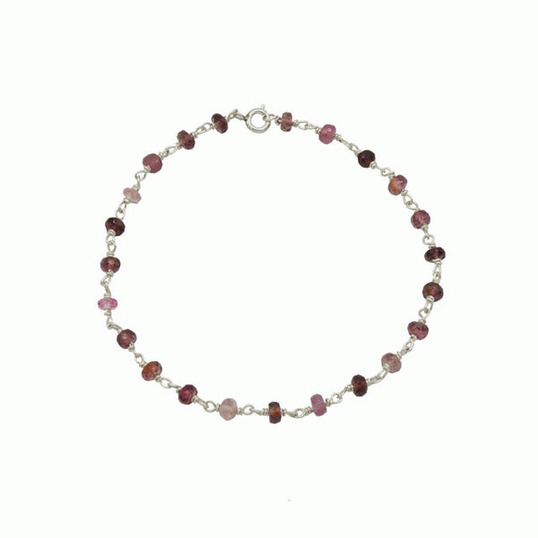Pink tourmaline and silver bracelet