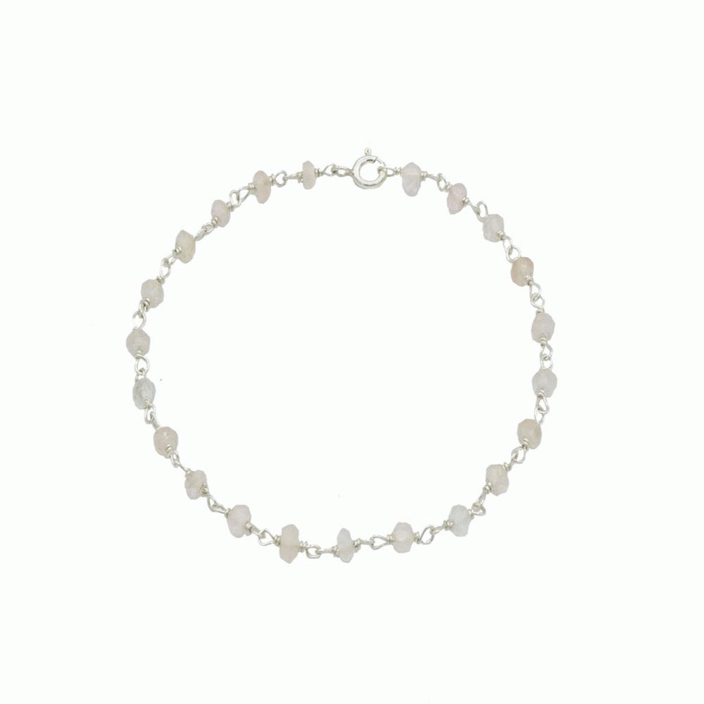 Silver and rose quartz bracelet