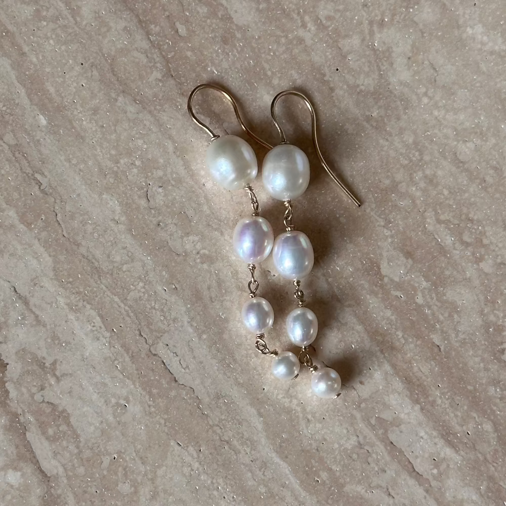 Long pearl earrings