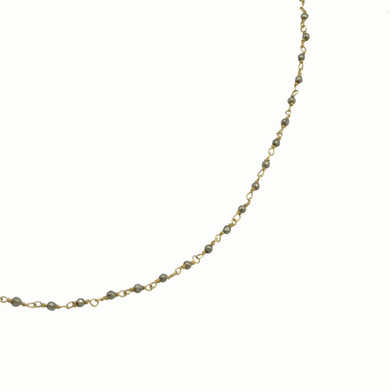 Gold necklace with golden pyrite beads