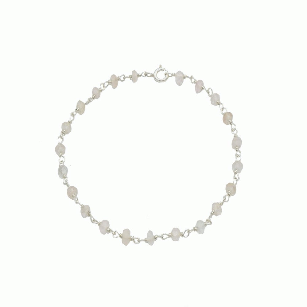 Silver and rose quartz bracelet